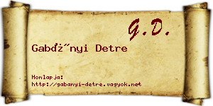 Gabányi Detre névjegykártya